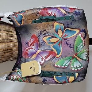 NEW Anuschka Butterfly Hobo Shoulder Bag